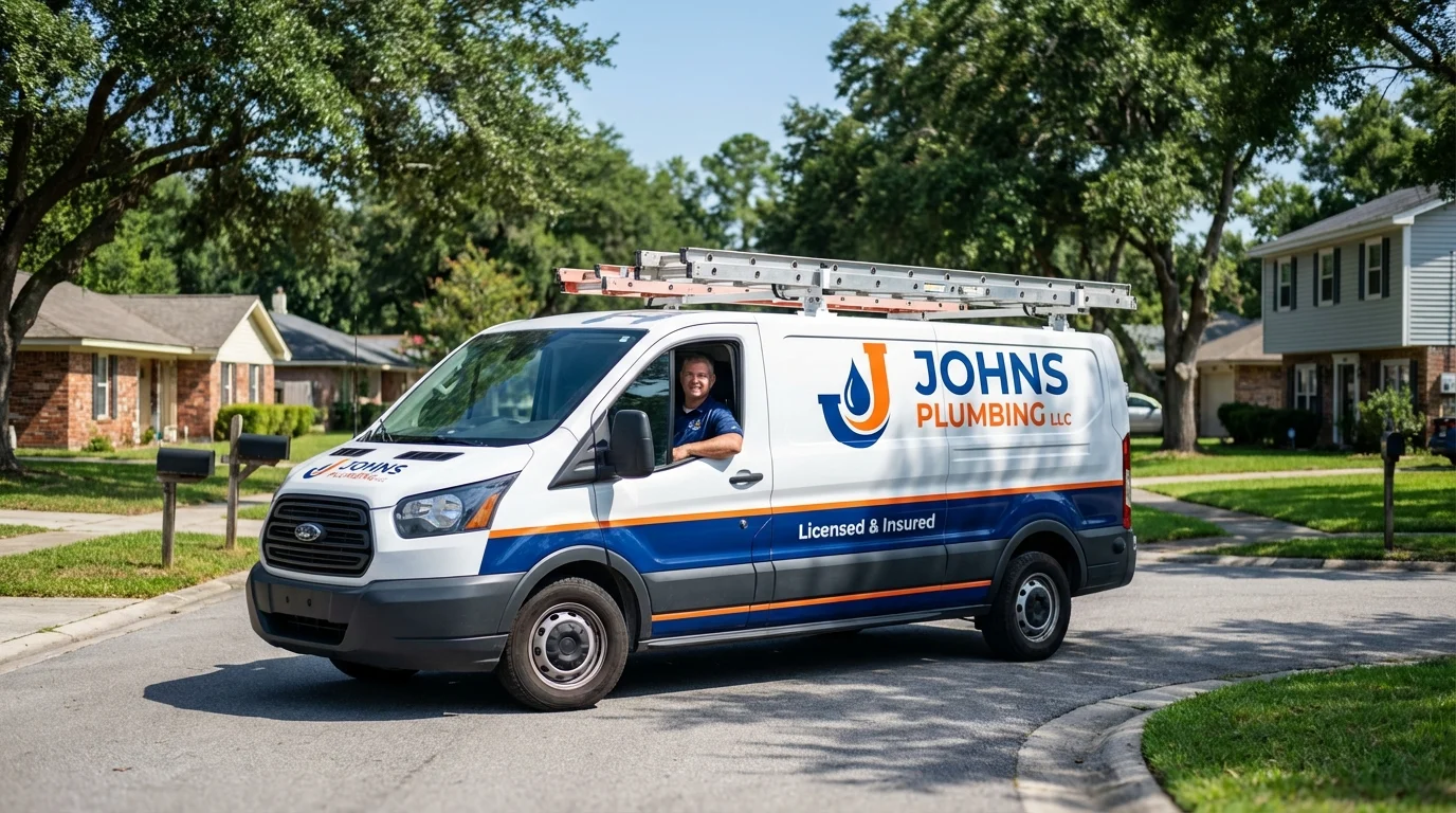Johns Plumbing LLC service van in Newport, OH