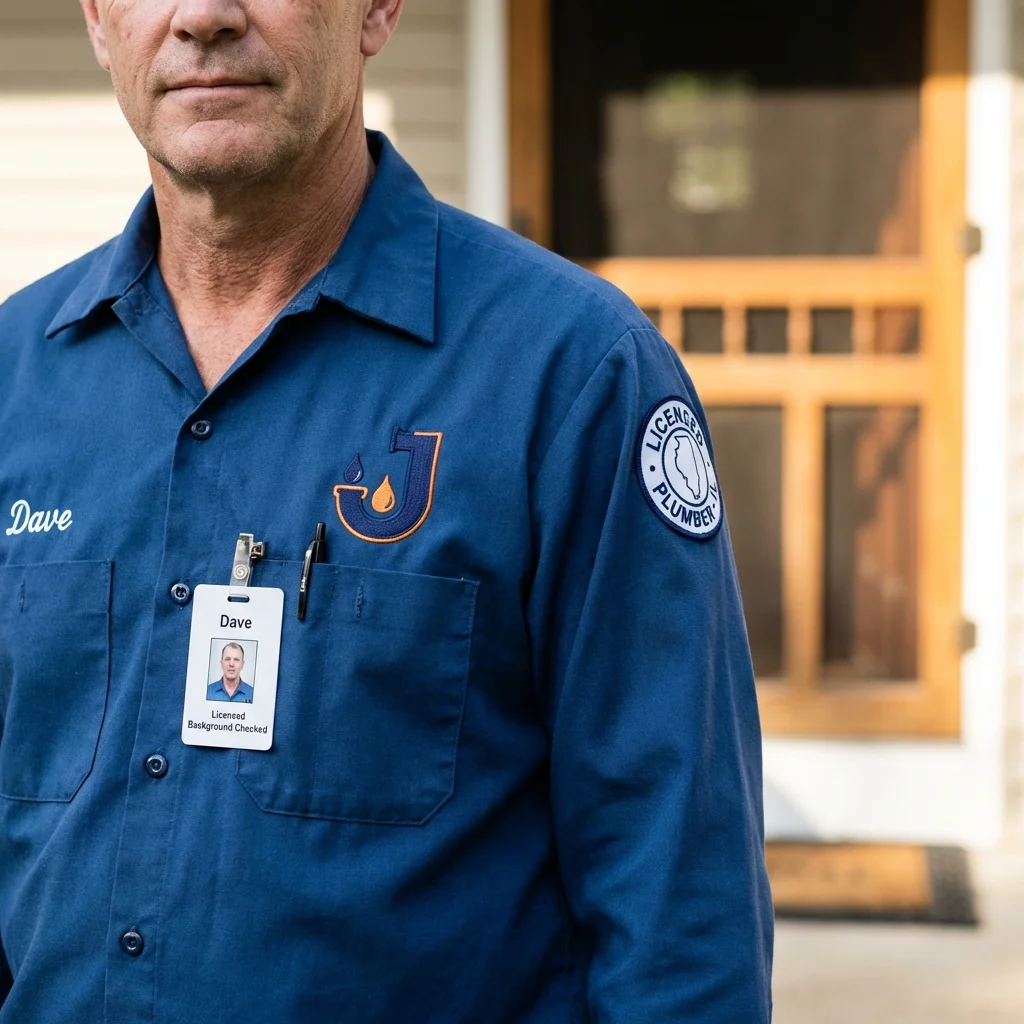 Licensed plumber showing ID badge in Newport, OH