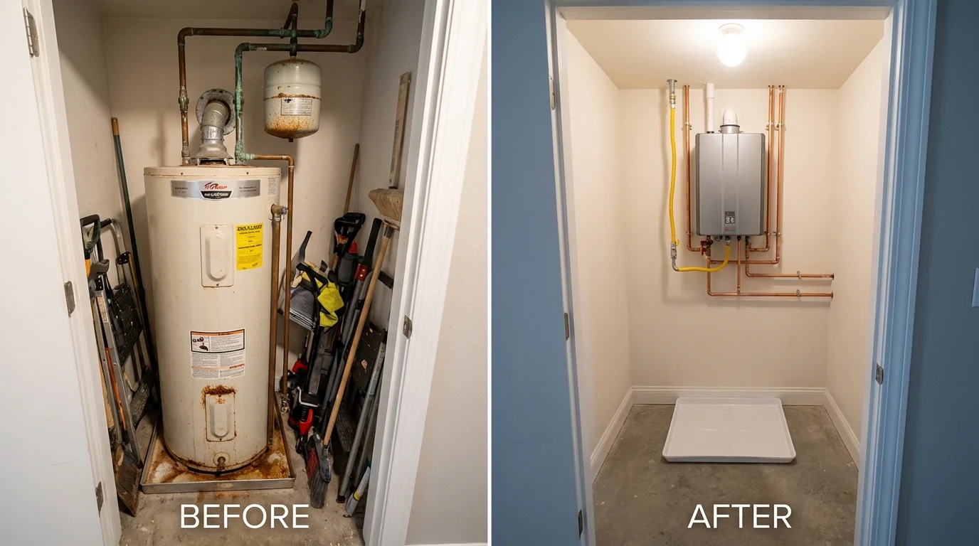 Tank water heater versus wall-mounted tankless unit comparison for Newport, OH homeowners